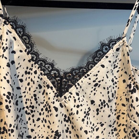 a new day Black and Cream Patterned Camisole with Lace - Picture 4 of 8